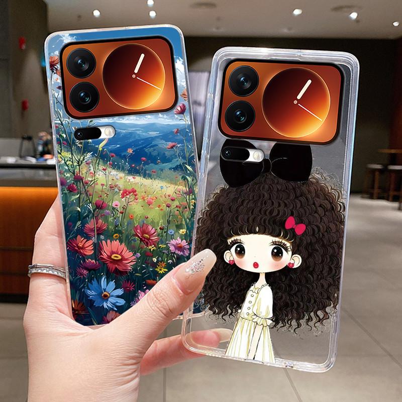 Fashion Night Owl Pattern Phone Case For Xiaomi 17 Pro Xiaomi 17 Pro Max Transparent TPU Soft Cover Shockproof Couple Shell