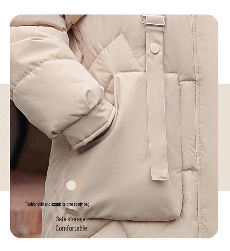 2023 European Women's Winter Mid-Length Down Coat with Detachable Hood