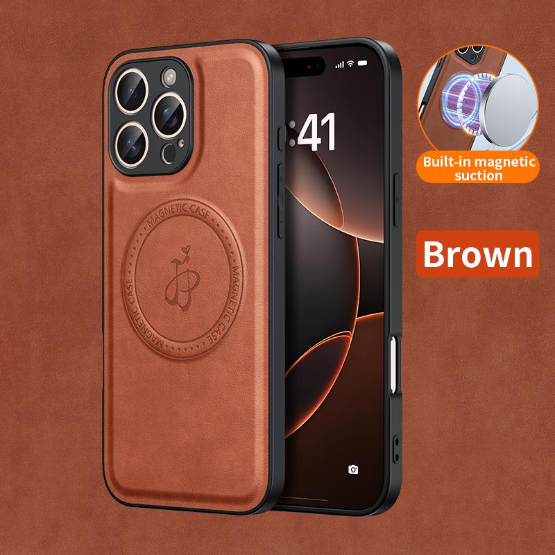 Magnetic Stand Holder PU Leather Phone Case For Magsafe iPhone 16 16E 15 14 13 12 11 Pro XS Max Wireless Charging Logo Cover