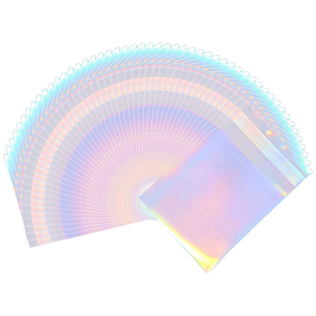 50Pieces Holographic Mailing Envelopes Rainbow Flat Foil Bags With Self Adhesive Seal For Courier And Gift Packaging