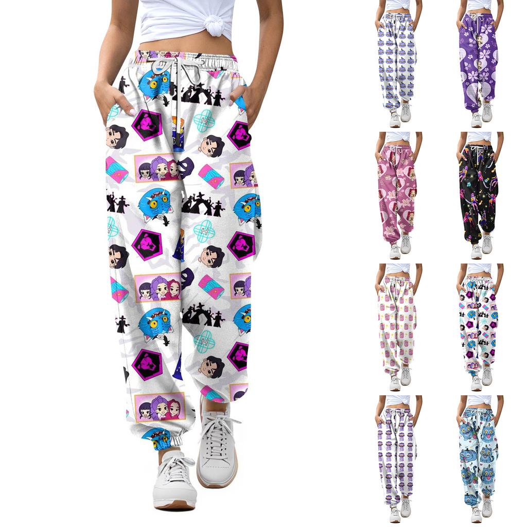 Women's Casual Fashion Print Casual Drawstring Elasticated Waist Drawstring Pants