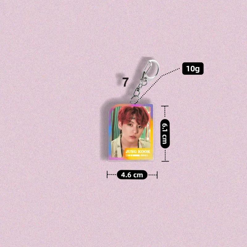 BTS K-pop Keychain, Gradient Photocard Style Keyring, Kpop Idol ID Photo Style Bag Pendant, Member Photo Bag Charm for ARMY Fans