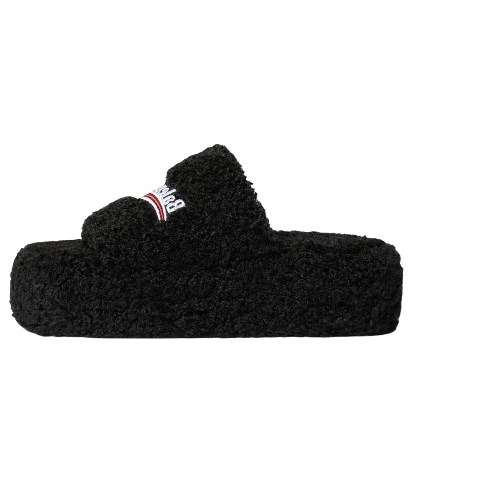 Balenciaga kažokādas platformas čības `Melnas` Sieviešu