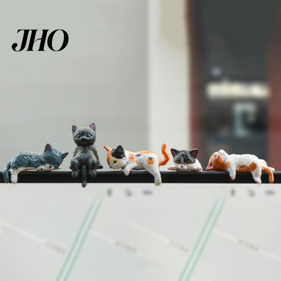 Mini Cat Figurine Miniature Cute Cartoon Kittens Ornament for Kitty Desktop Set Computer Monitor Car Dashboard Home Office Desk Decor Lover