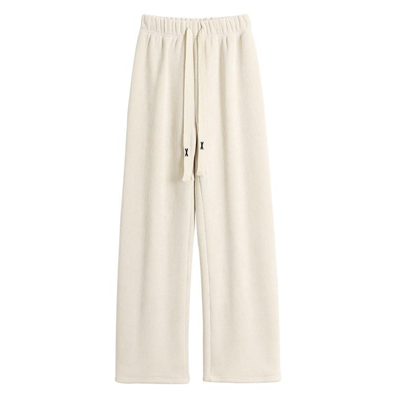 Lamb Wool Chenille Wide-leg Pants Women's Autumn and Winter New Casual Piled Thickened Cotton Pants Corduroy Pants