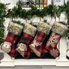 Christmas Stocking Burlap Plaid Multi-Design Santa Snowman Reindeer Snowflake Festive Holiday Gift Bag Hanging Christmas Decor