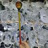 Handmade Russian Painted Wooden Dessert Spoon with Floral Design