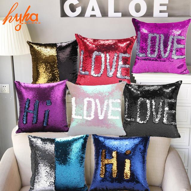 Diy Reversible Sequin Glitter Sofa Cushion Cover Pillow Case Double Color Gift