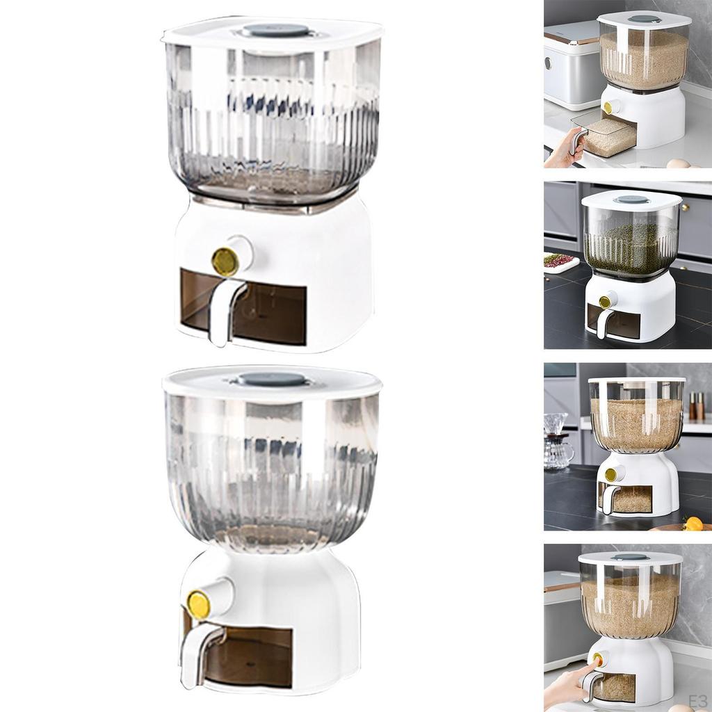 6L Rice Container Dustproof with Lid Kitchen Storage Organizer Measuring Cup Large Capacity