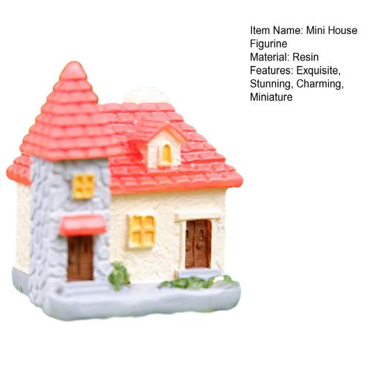 Mini House Figurine Miniature Resin House Building Model for Fairy Garden Moss Landscape DIY Craft Home Decor