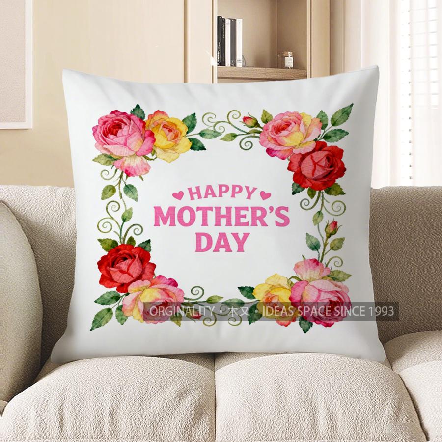 

Home Decor Happy Mother S Day Rose-Patterned Throw Pillow Pattern Cushion Cover Suitable For Sofa Bedroom Car Pillow Cover 40x40cm