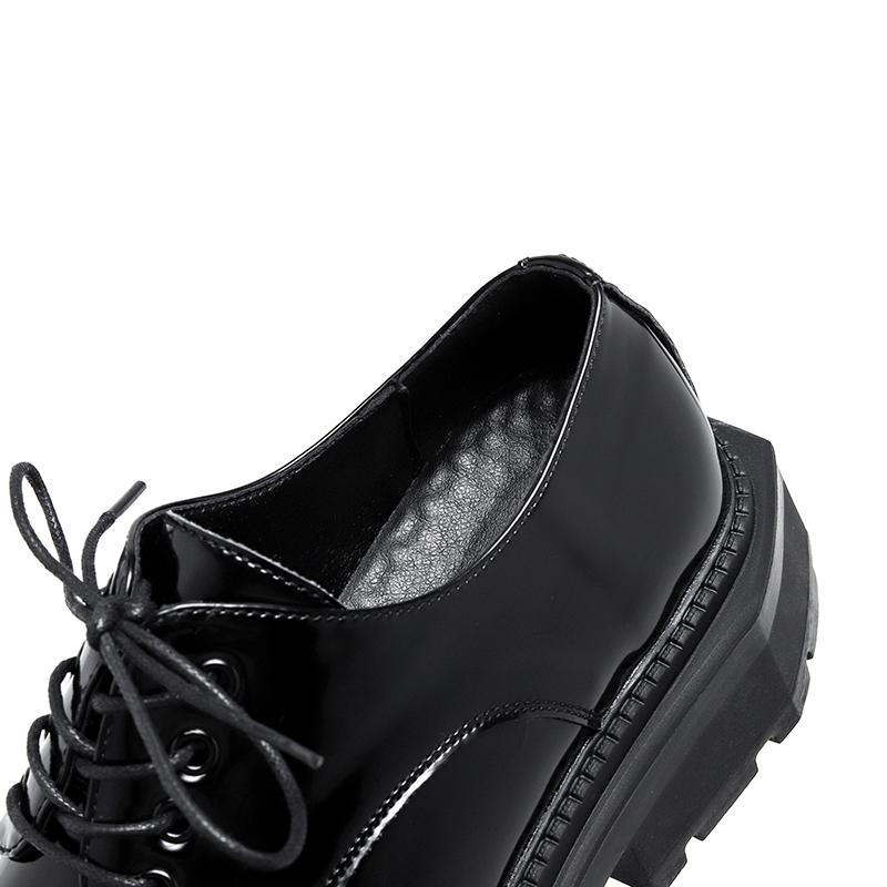 Physical Shooting British Style Business Casual Banquet Dress Square Toe Black Patent Leather Height Increasing Shoes For Men's