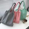 Korean Retro Plaid Canvas Shoulder Bag for Female Students - Versatile Large Capacity Shopping Bag