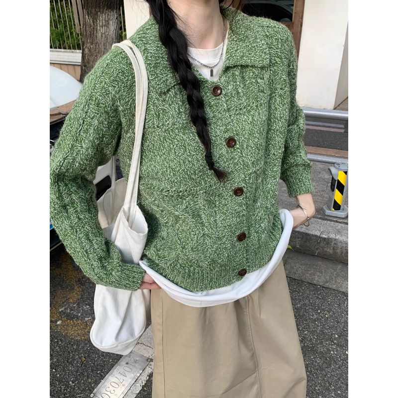 Kumikumi Sweet Style Purple Niche Age-Reducing Temperament Long Sleeve Knit Women Clothes Autumn Loose All-Match Top