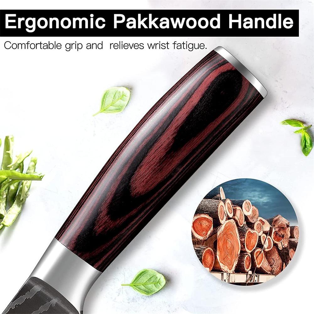 8inch Super Sharp Chef knife with Cover Japanese Damascus Pattern Stainless Steel Kitchen Chopping Knife Professional Kitchen K