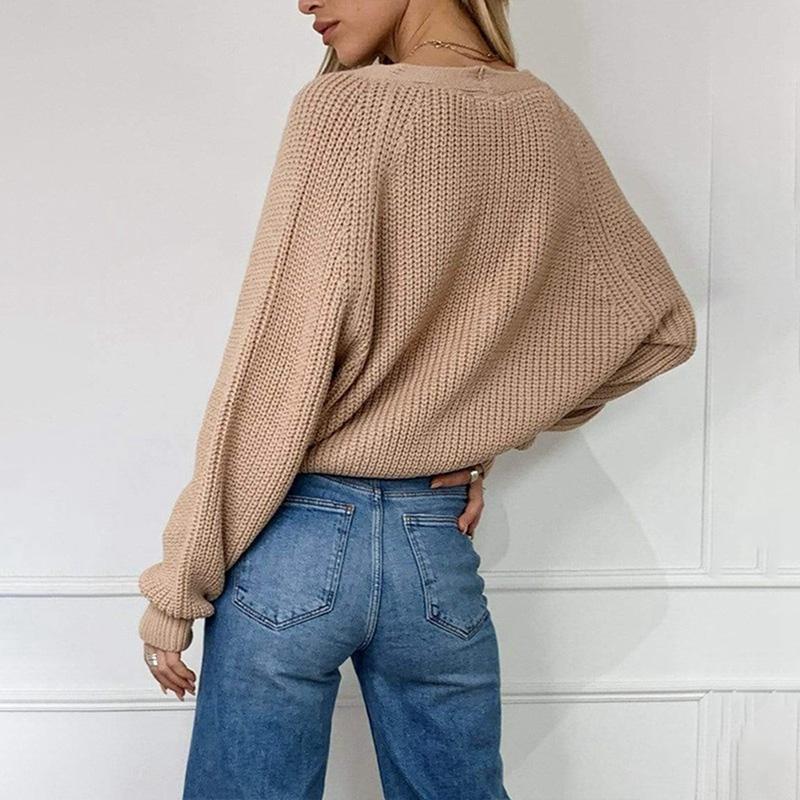 Women Autumn Winter Solid Color Cardigan Sweater Knitted Outerwear