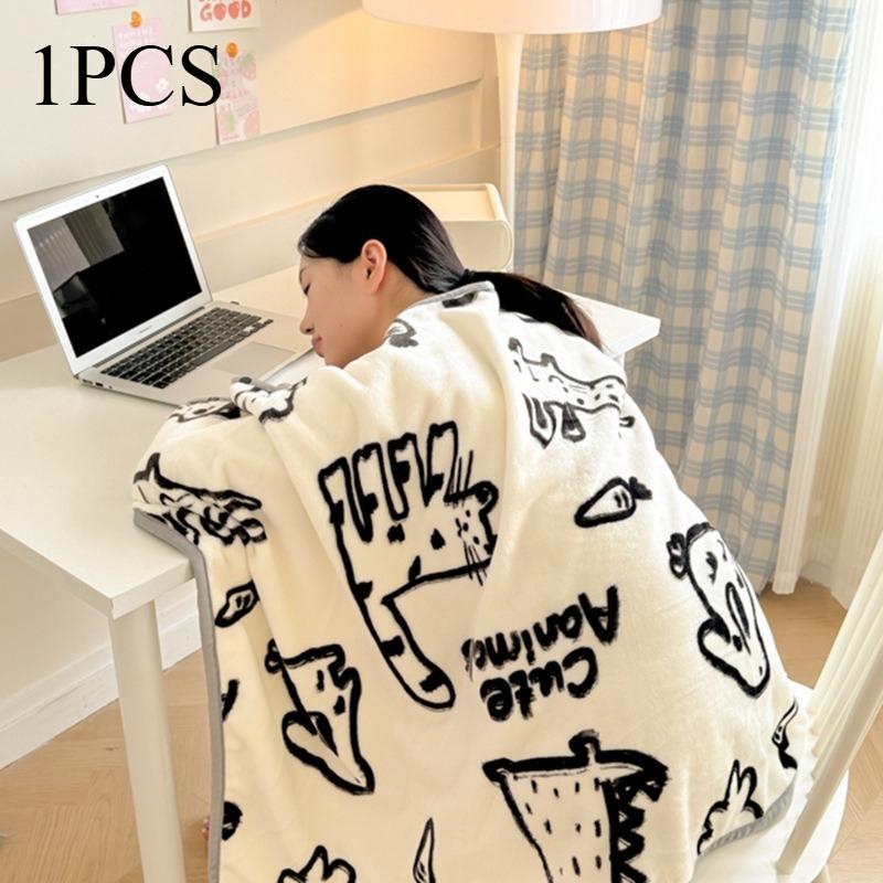 1pcs Coral Fleece Shawl Blanket New Style Thickened Multi-functional Student Nap for Office and Home Warm Throw Blanket Decor