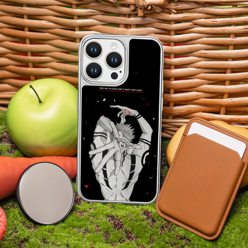 

Sukuna cool anime man japan art poster Phone Case for iPhone 16 15 14 13 12 11 Pro Max Sheepskin Silver-edged protective case iPhone 14