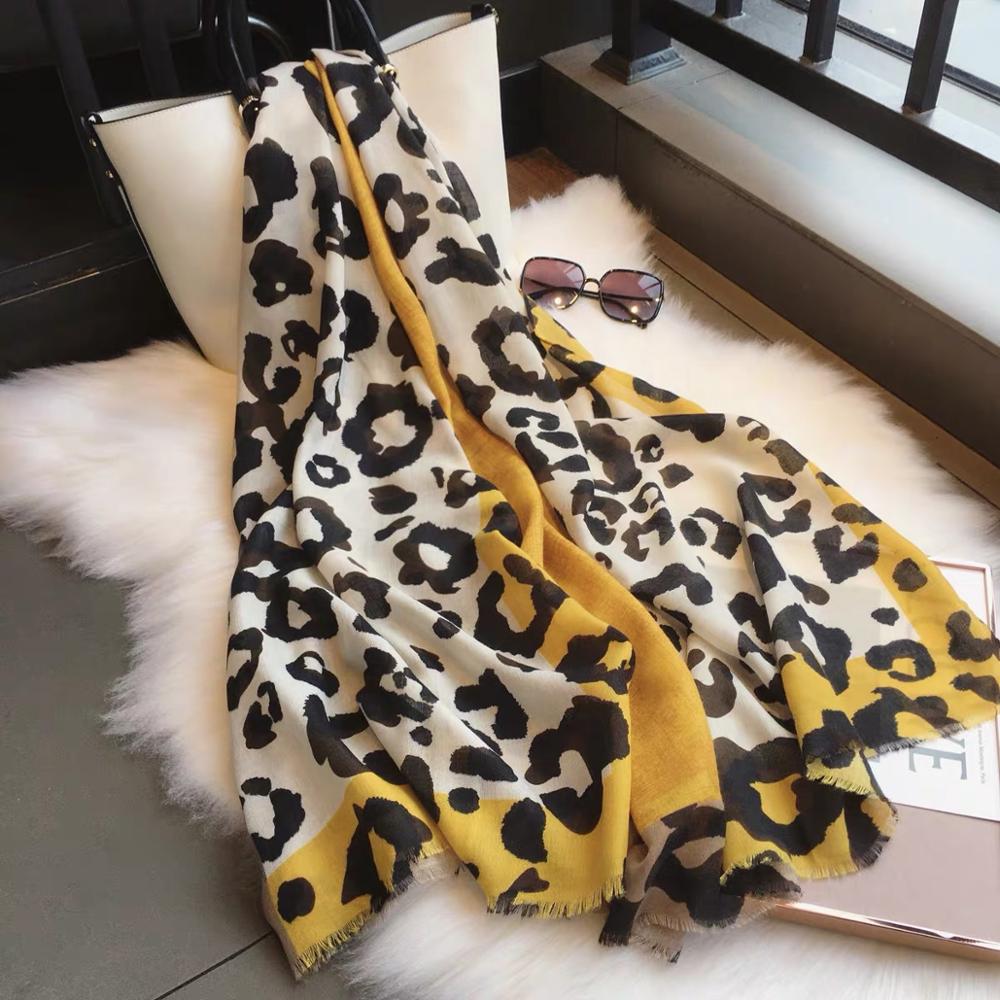Spain Fashion Ombre Sexy Leopard Fringe Viscose Scarf Lady Print Soft Hijab Shawls And Wraps Pashmina Muslim Stole 180*90Cm