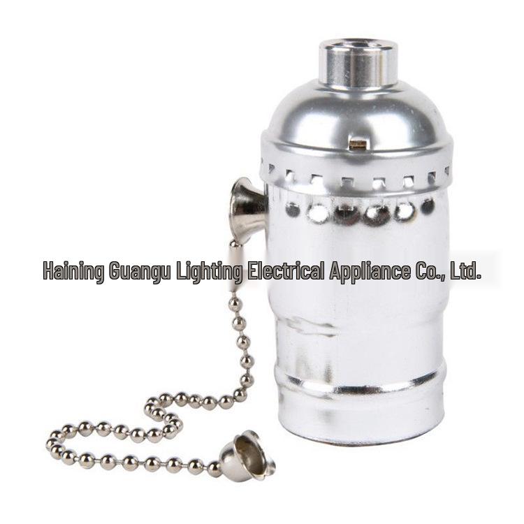Edison Pull Chain Vintage Lamp Holder Socket, E26/E27 Aluminum Decorative Fixture