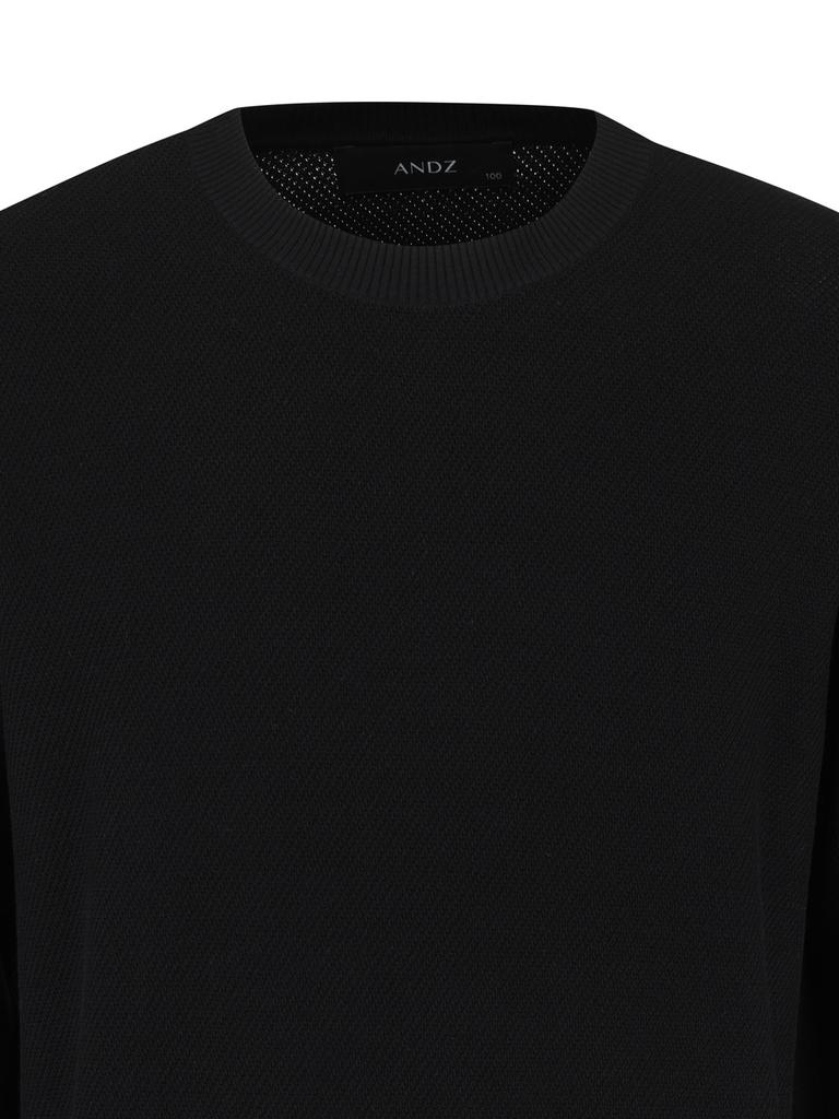 AND Z Men'S Machine Washable Knit Round Neck Long Sleeve T-Shirt_Blg1Er1001Bk