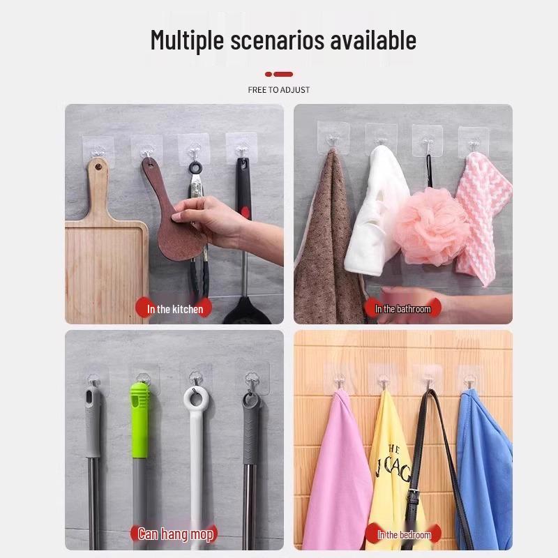 Strong Adhesive No-Trace Hooks for Kitchen/Bathroom - No Punching Required, Perfect for Doors and Walls, Holds Heavy Items