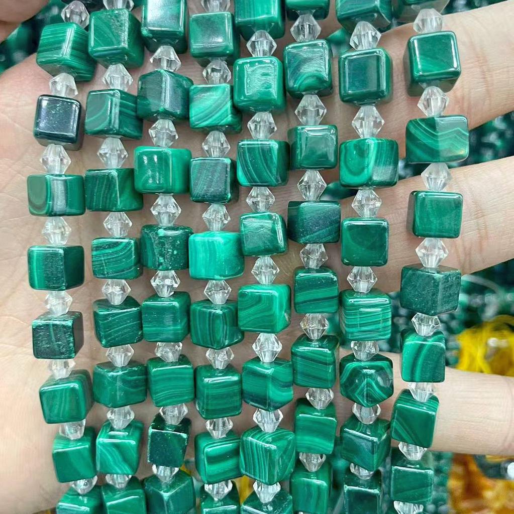 Pure Natural Malachite Tube & Oval Abacus Loose Beads for DIY Bracelet Jewelry