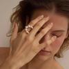 Fashion Big Geometric Pearl Paved Rings For Women New Jewelry Personality Statement Open Ring Adjustable Bijoux