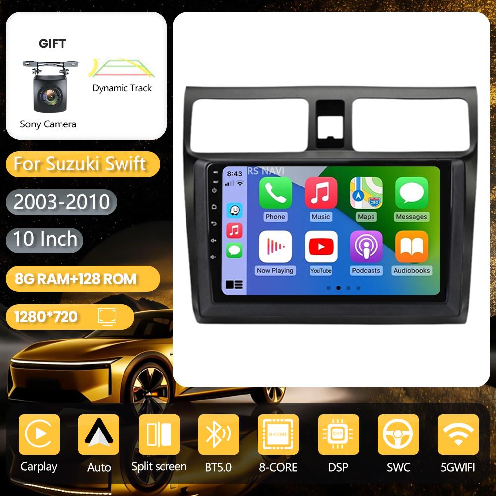Android 16 for Suzuki Swift 2003 - 2010 Carplay Auto Radio Multimedia Player Car Radio GPS Stereo QLED Screen 360° Camera