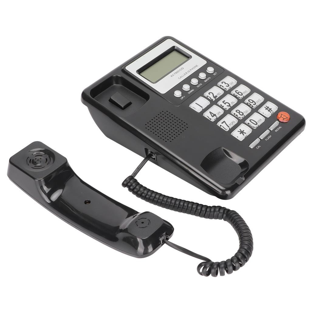 KXT8001CID Desktop Wired Phone Home Hotel Fixed Telephone with LCD Display Redial Function FSK DTMF(Black )
