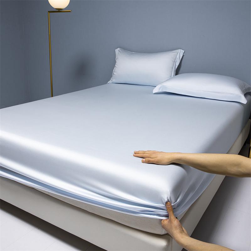 Pure Cotton Satin Fitted Sheet Set - 3-Piece Mattress Protector Fitted Sheet 120*200cm