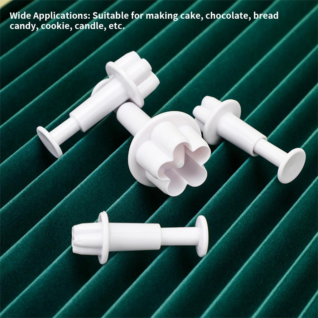 4 Pièces Moule en Plastique pour Gâteau Fleur Démoulage Ustensile de Cuisson Chocolat Antiadhésif Mariage Fondant Bougie Savon Moule DIY