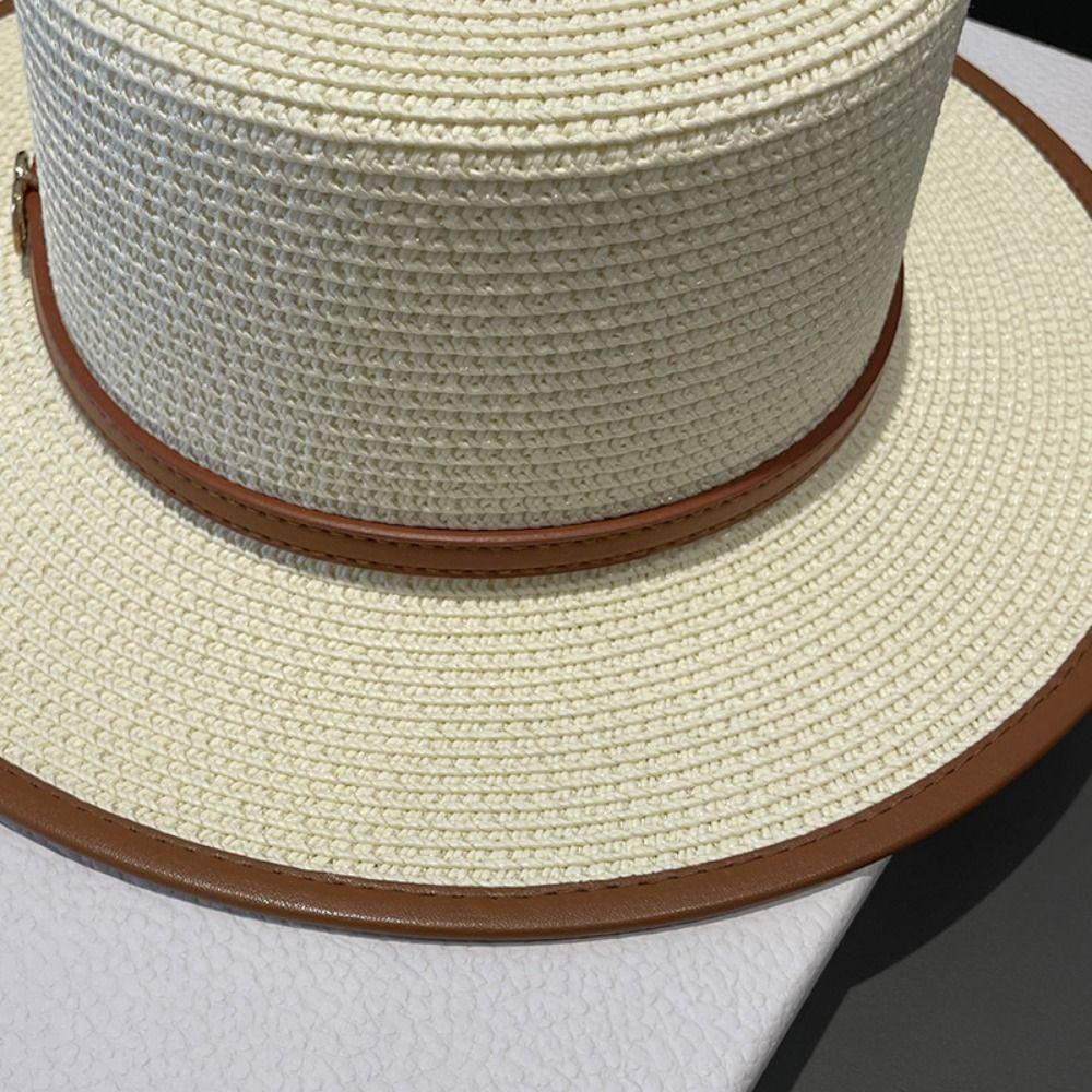 Großer Schirm Strandkappe UV-Schutz Panama-Kappe Sommer Strohhut Damen