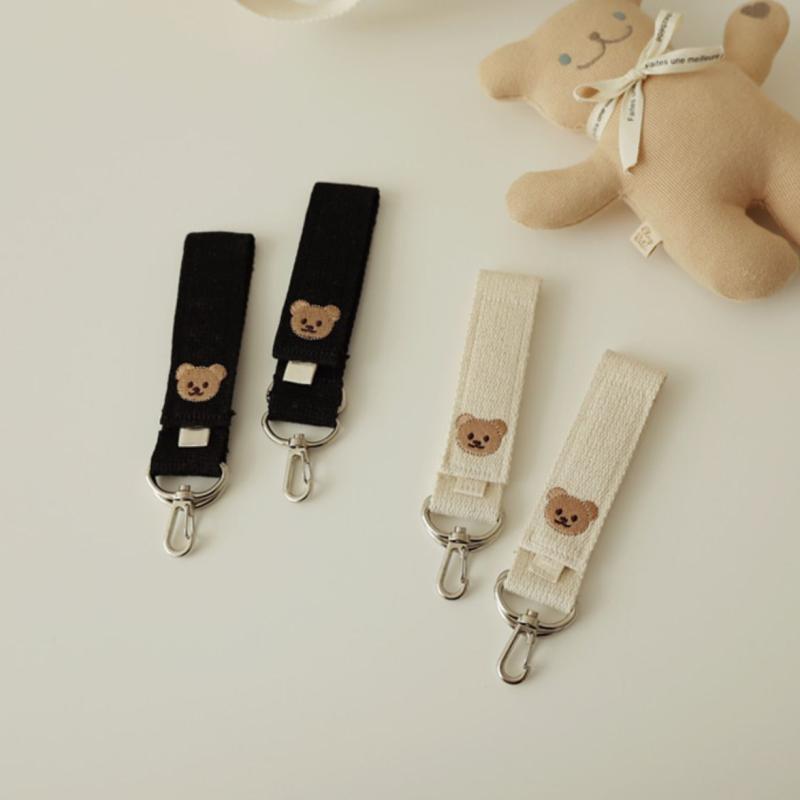 2Pcs Universal Pushchair Clip Baby Stroller Hooks Embroidered Bear Cartoon Hook For Hanging Mommy Bags Diaper Bag Accessories