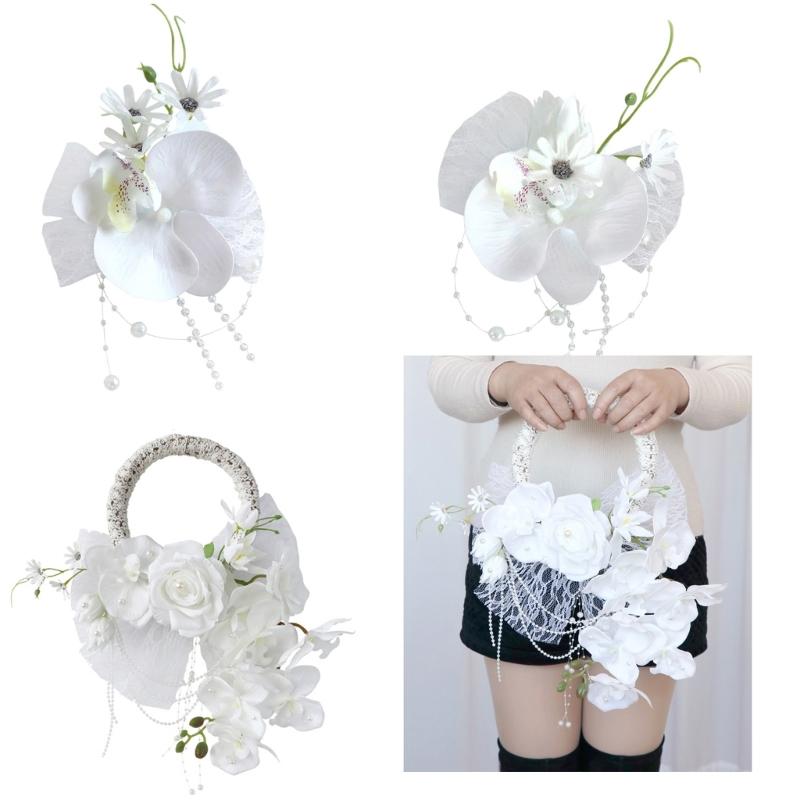 Wedding Wreath Wedding Corsages Wrist Corsages Flower Bracelets Wristband for Bridal Shower, Wedding Party