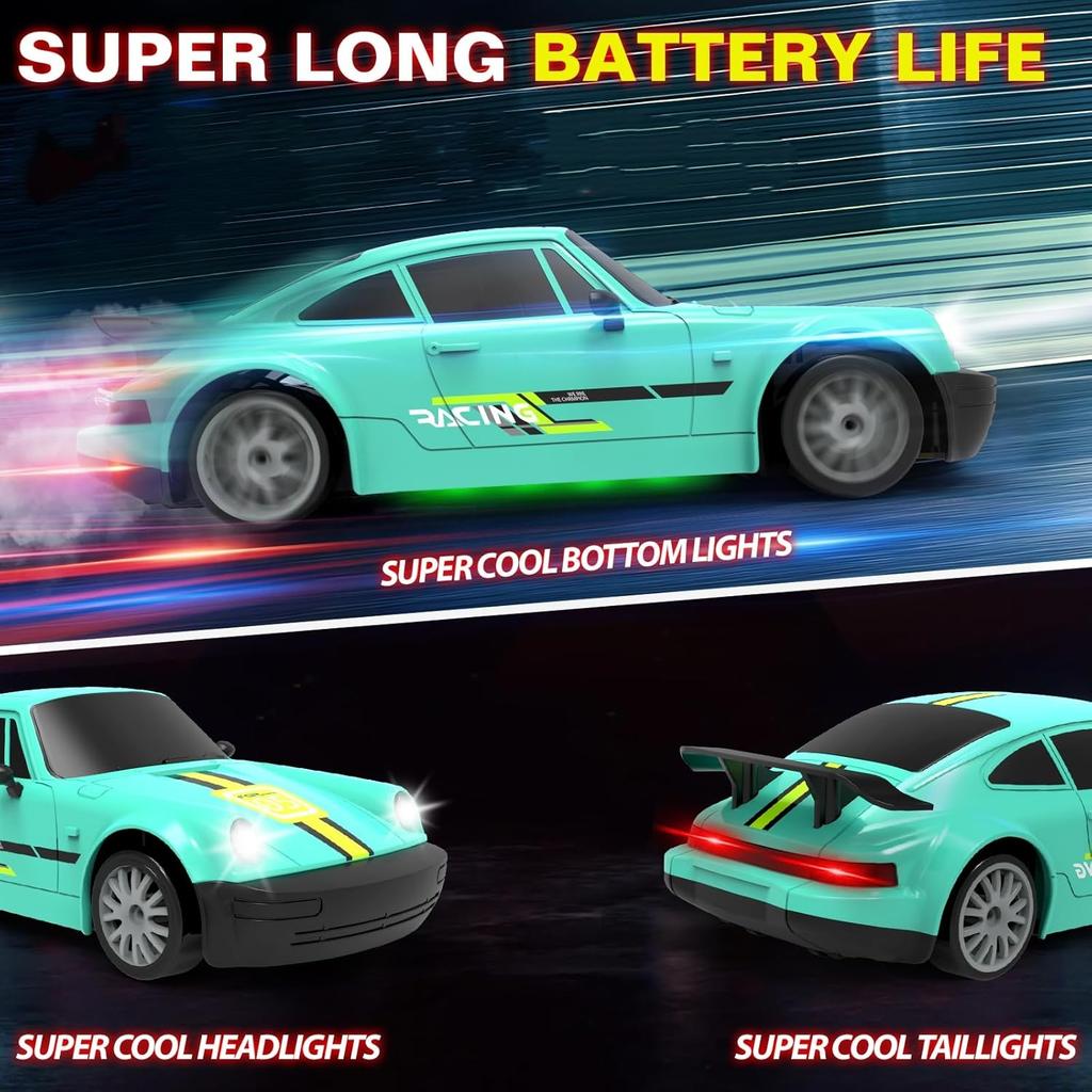 Speedy 4WD RC Drift Car 1:24, U-Shaped Drift High Speed, Rechargeable LED Toy, Boys Outdoor Racing, Colors Optional.