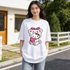 2026 Summer Hello Kitty Cartoon Printed Short Sleeve Pure Cotton Tshirt Womens Family Matching Outfits Classic Fashion Tee Top
