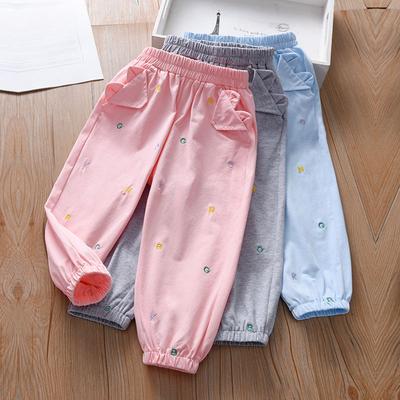 Kız Çocuk İlkbahar ve Yaz Spor Pantolonu Kız Çocuk İnce ve Bol Sinek Kovucu Pantolon Çocuk Günlük Pantolonu Moda ve Çok Yönlü Pantolon