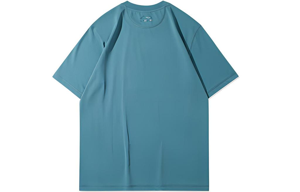 Men's Li-Ning T-Shirts Men's Lake Blue Crew Neck Moderate Straight Fit