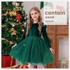 Girls Long Sleeve Red New Year Christmas Clothing Star Mesh Dress Princess Dress Performance Clothing Children's Clothing