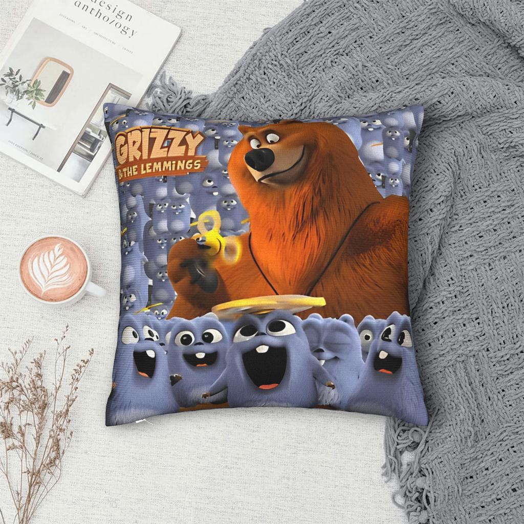 Federa Cuscino Stampata Grizzy e i Lemming Copricuscino Coperta Cuscino Caldo Arredamento Casa Quadrata Varie Misure