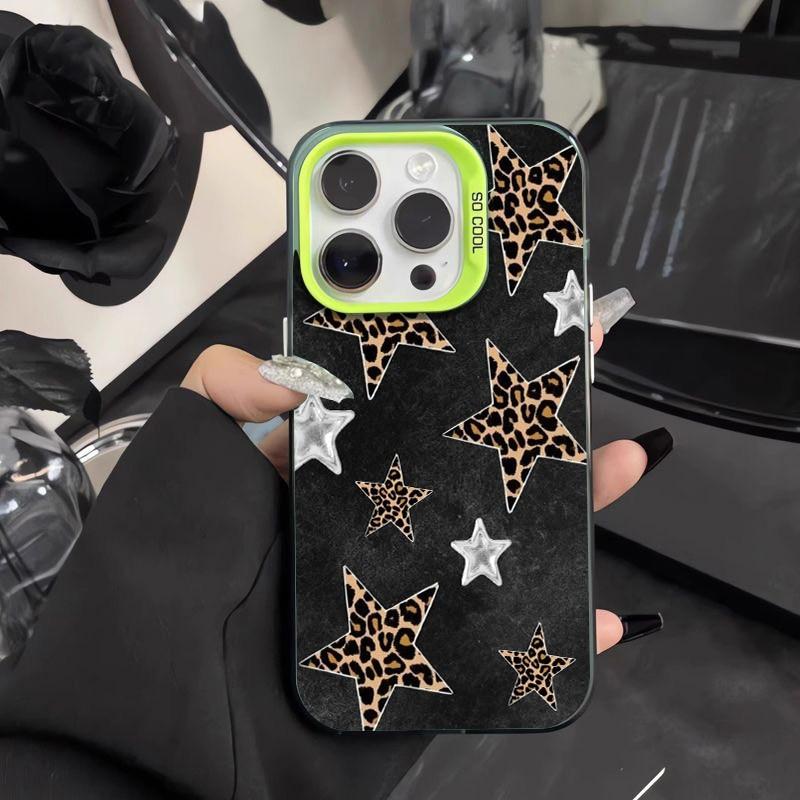 Silvery Leopard Print Stars Pattern Phone Case For Samsung Galaxy S25 FE Cases S24 Ultra S23 S22 S21 Plus A16 A26 A36 A56 Cover