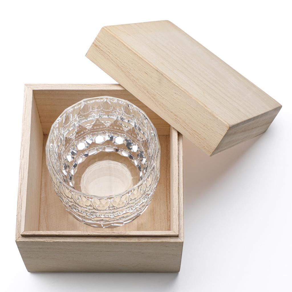 Whiskey Rocks K9 Crystal Handcrafted by Cut for Shochu and Birthday Wooden Box Included Glass, Glass, Glass, 300ml, Artisans, Hand-Polished, Glass,