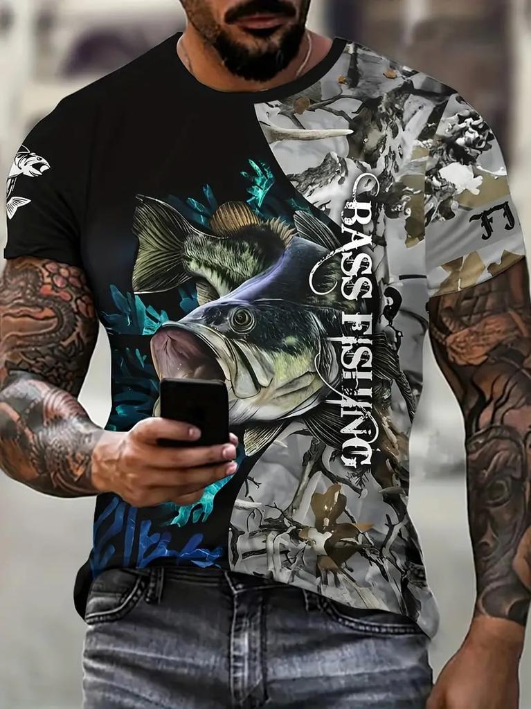 Fashion 3D Carp Fishing Men T-Shirt Fashion O-Neck Short-Sleeve Oversized T-Shirt Funny Tee Summer Streetwear Men Clothing Tops