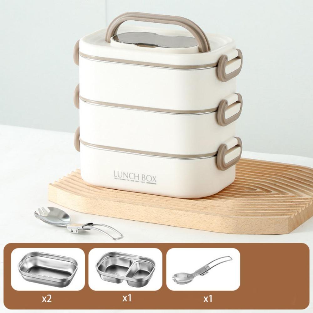 Large Capacity Thermal Lunch Box With Fold Spoon Food Storage Containers  Office Picnic