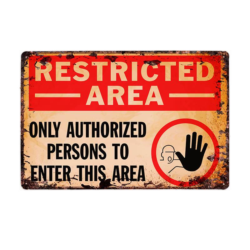 DORA Tin Sign Warning Area Metal Tin Sign UFO Vintage Wall Plaques Art Poster Decoration Painting Home Decor Xcm
