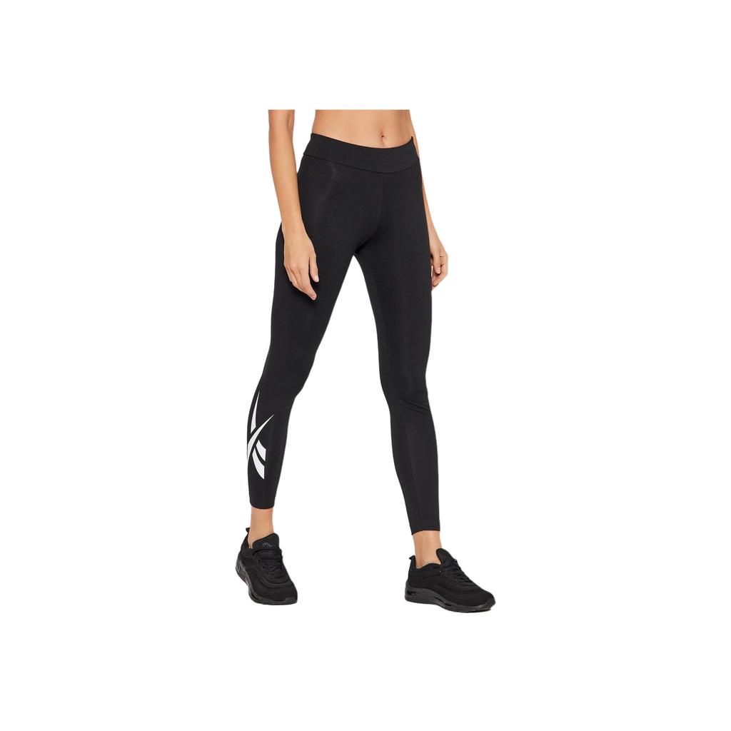 Reebok Solid Color Logo High Waist Sports Pants Women Bottoms Black H41357