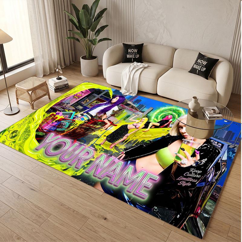 Custom Name Crystal Velvet Rug,aespa Comfortable Anti Slip Floor Mat For Room Decoration