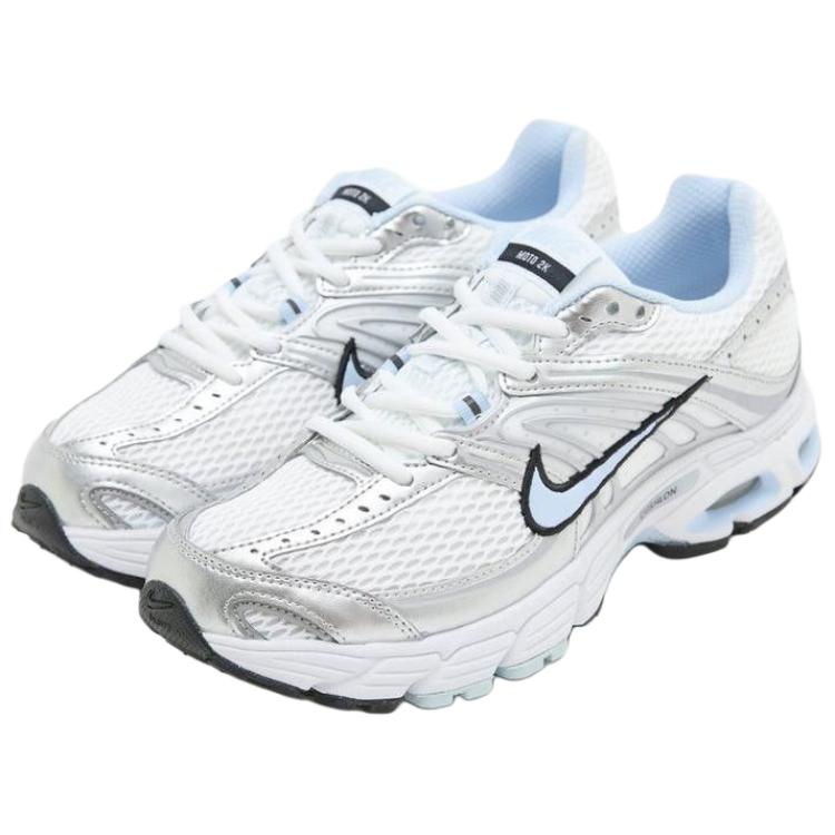 Nike  Air Max Moto 2K White Metallic Silver Reflective Women Sneakers Black Hydrogen-Blue HQ2056-107