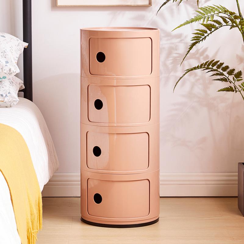 Masă de Noptieră Rotundă Albă Minimalistă Nordică - Dulăpior Mic Modern și Soluție de Depozitare pentru Baie